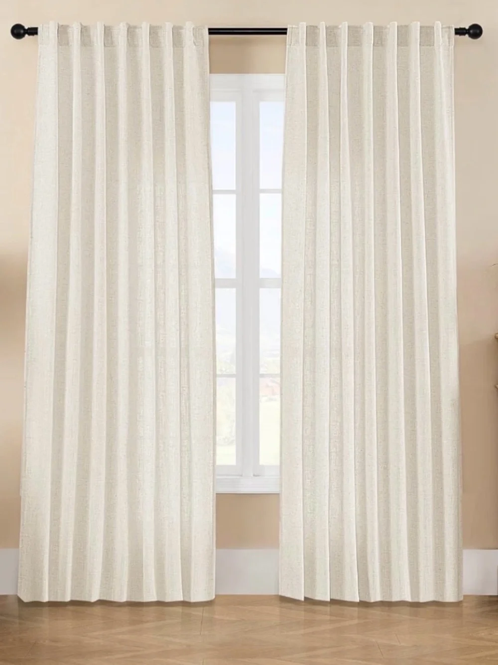 Neutral Ivory Window Curtains - Home Accents 84x37 with 3” rod pocket